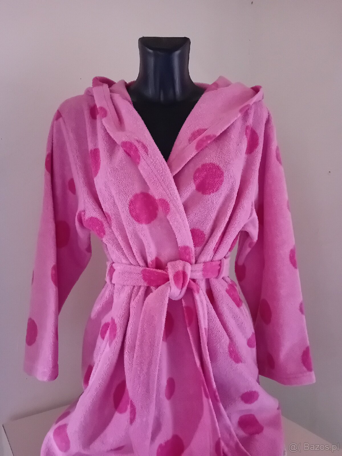 Długi ciepły polarowy szlafrok