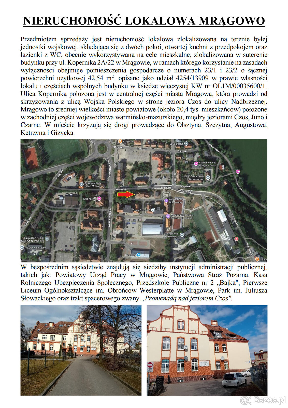 Syndyk sprzeda lokal Mragowo ul. Kopernika 2A/22