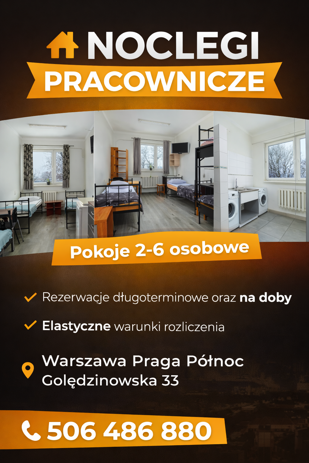 Pokoje na wynajem, kwatery pracownicze
