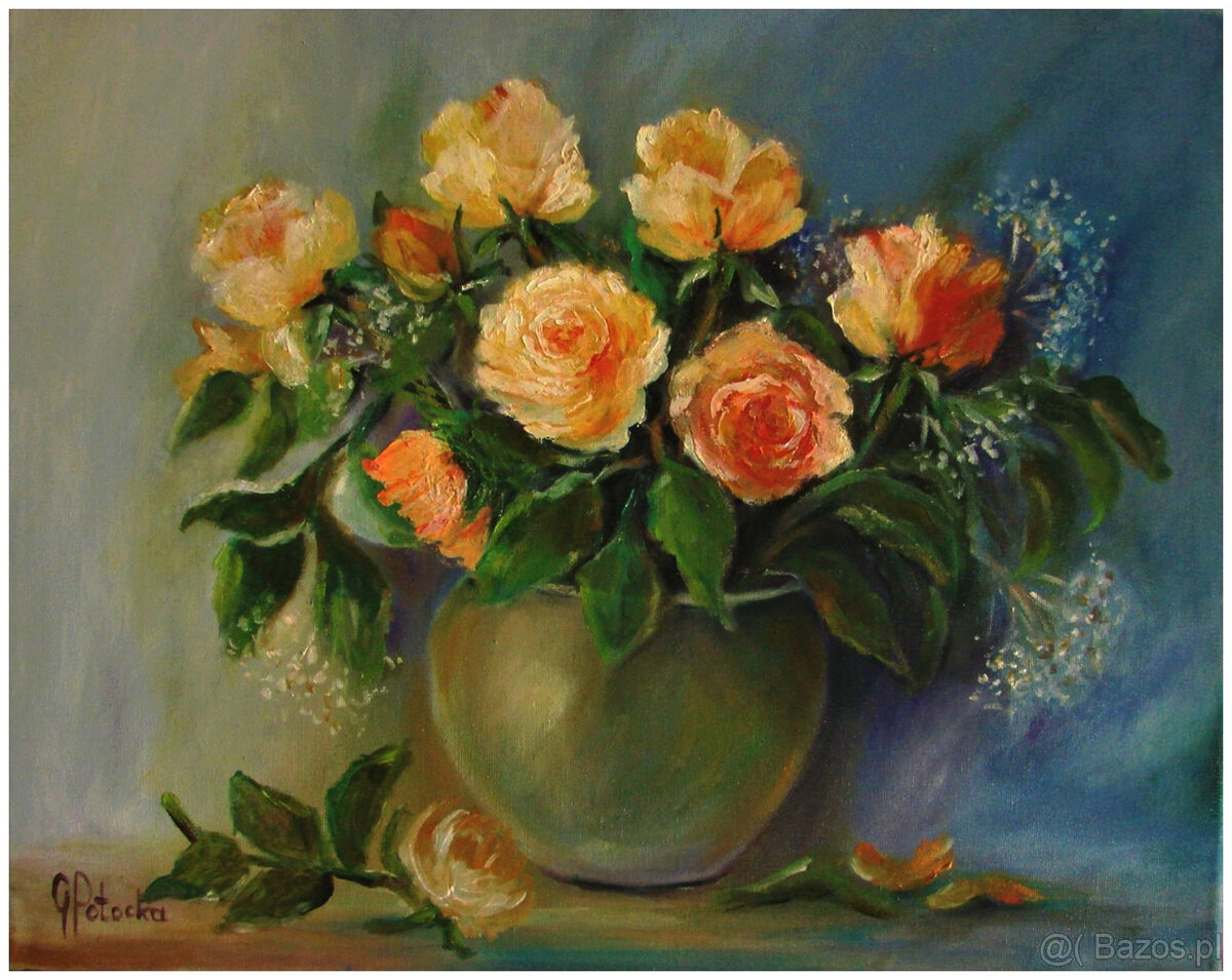 Róże obraz olejny 40-50cm