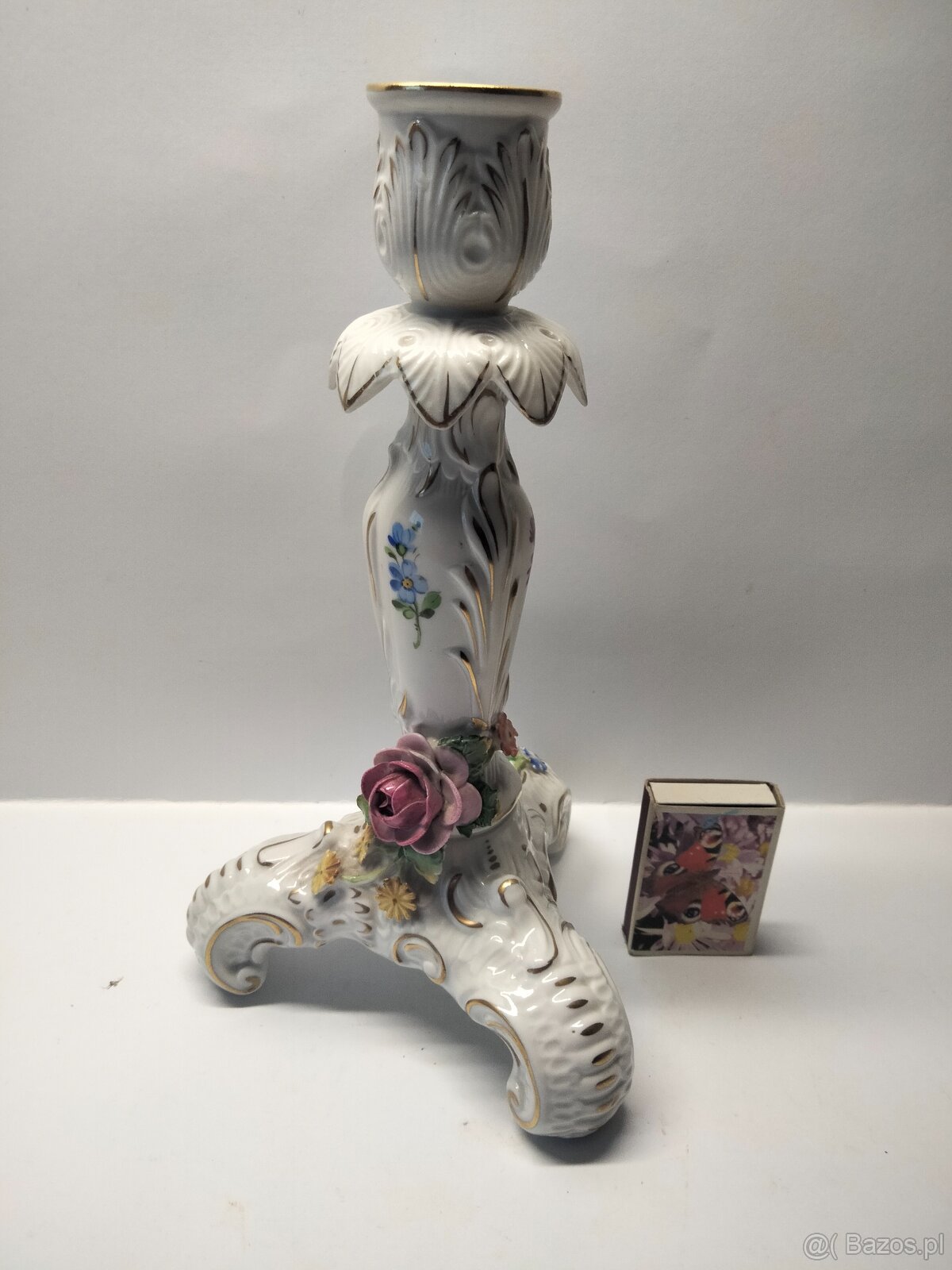 Stara niemiecka porcelana Świecznik sygnowany Gottfried Schi