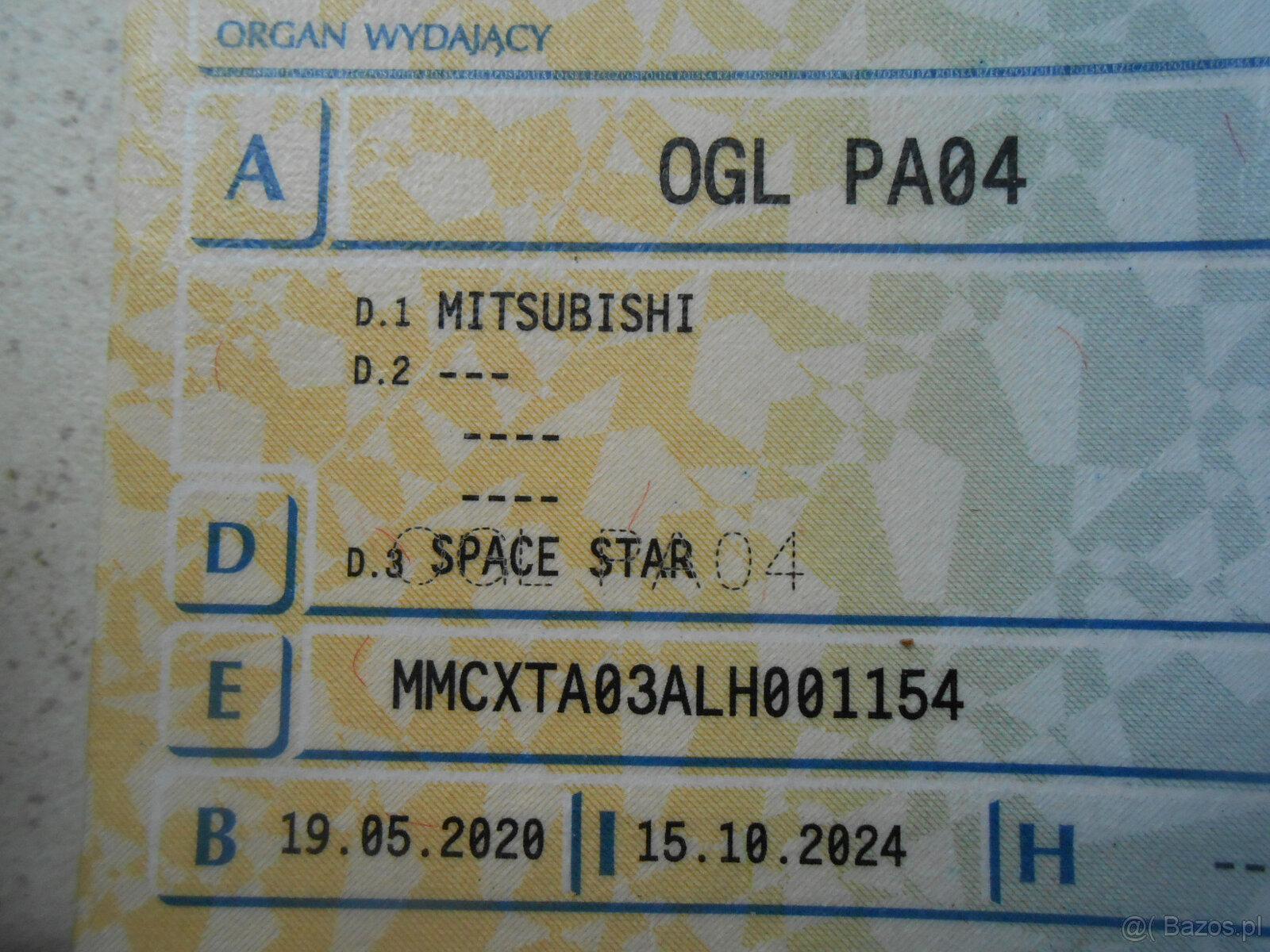 mitsubishi SPACE STAR-20r. przebieg 15ys km CEPIK automat