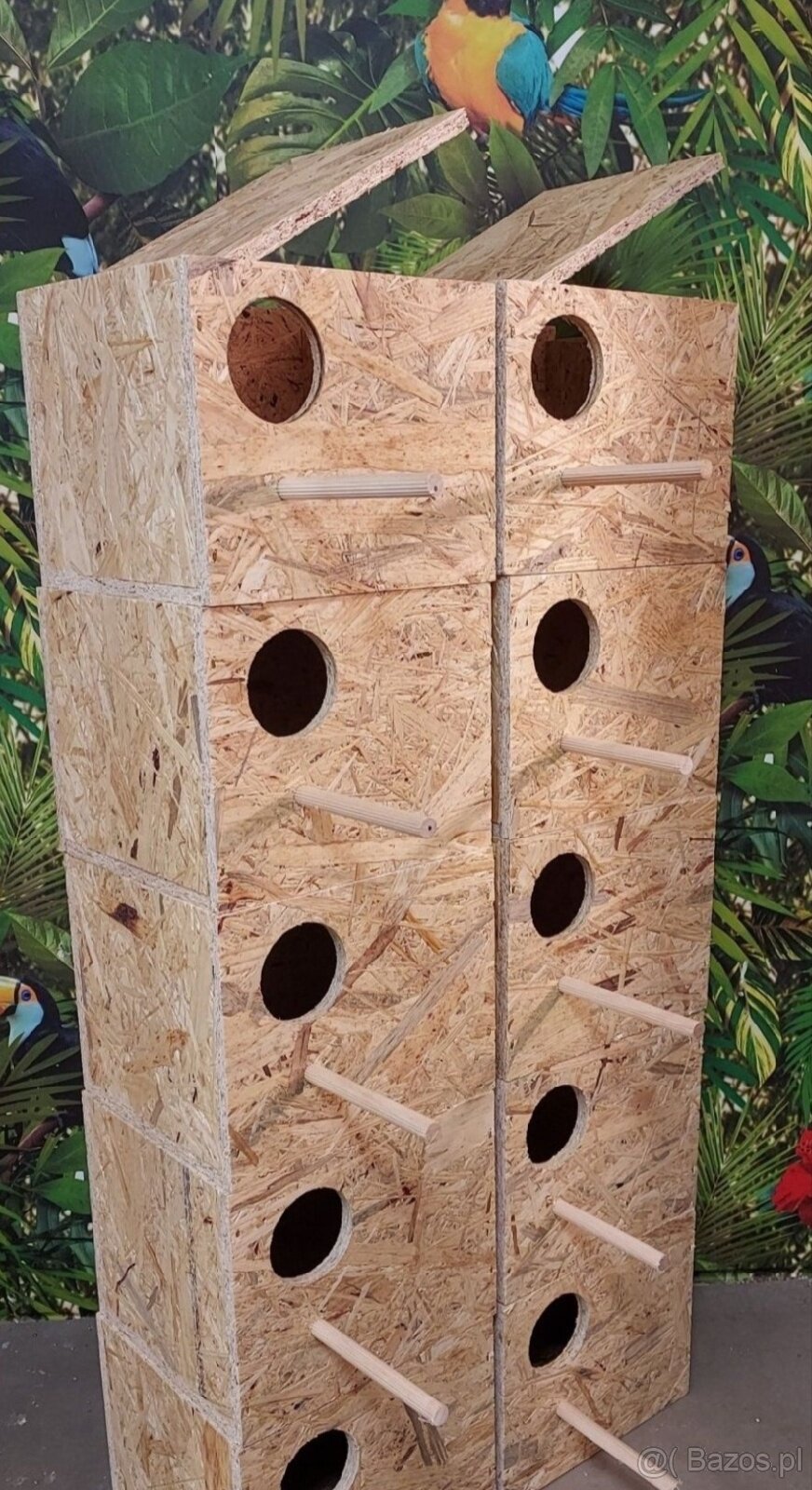 Budki lęgowe dla ptaków papug o wymiarach 18,5x17x15cm