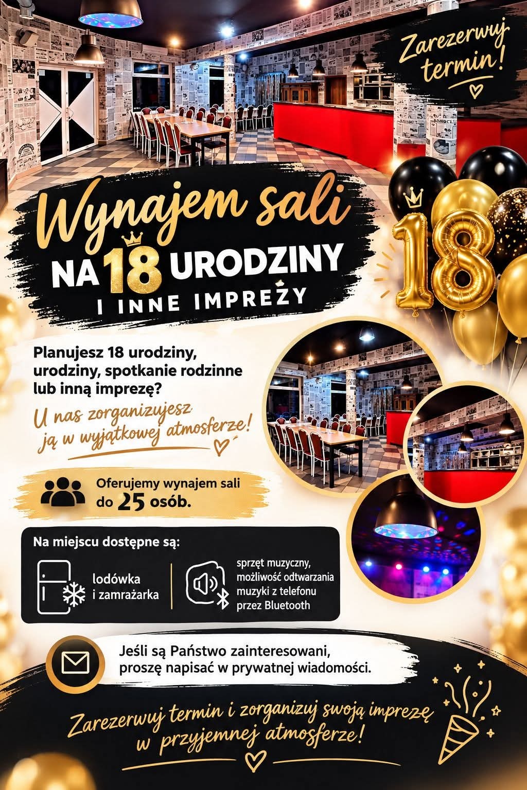 Wynajem sali na imprezę