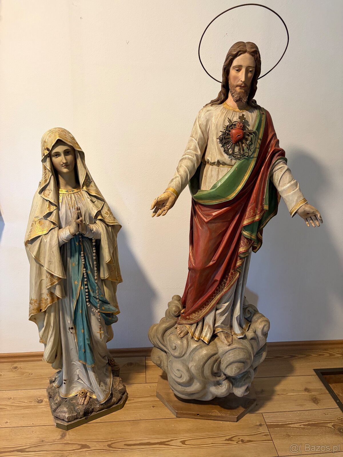Drewniane figury świątynne 140 i 120 cm