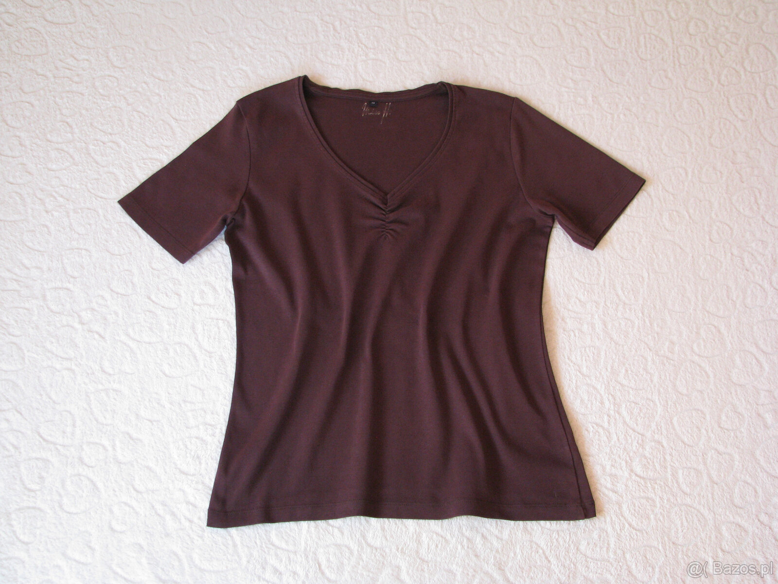 Brązowa koszulka, bluzka z krótkim rękawem T-shirt, rozm. 42