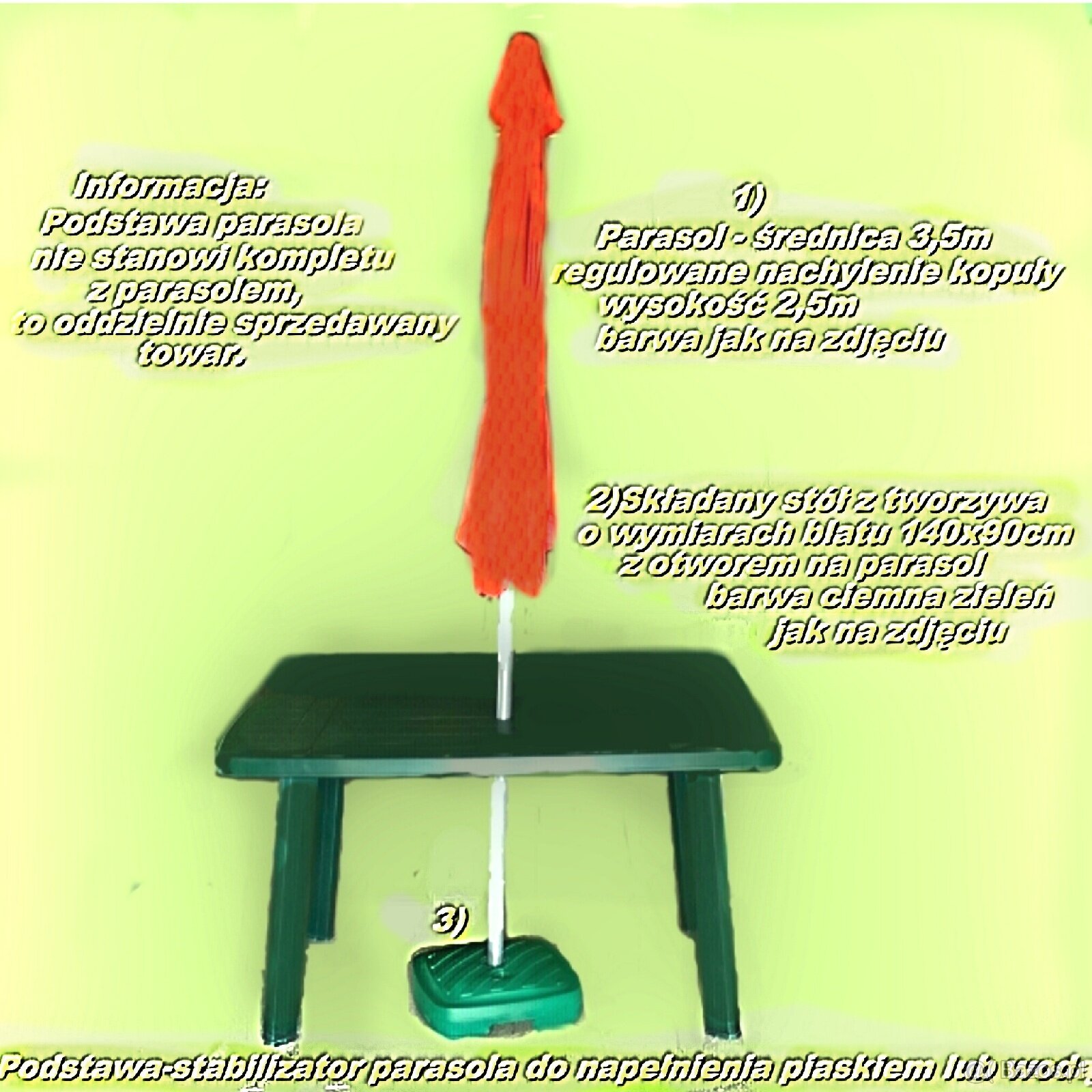 Zestaw ogrodowy-stół i parasol