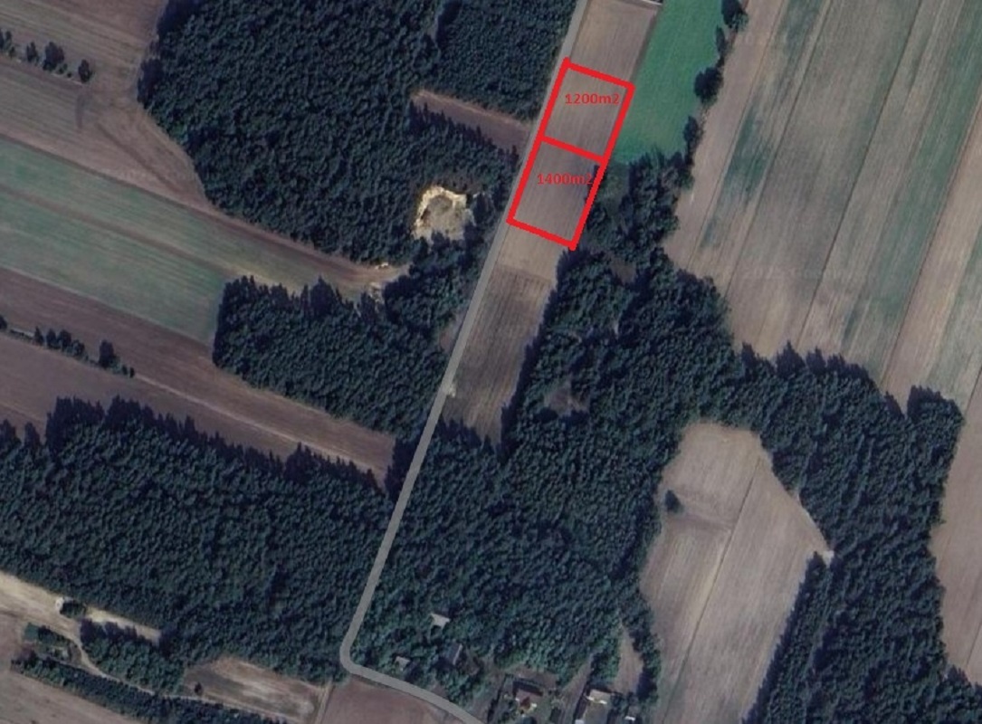 Działki budowlane o pow. 1200m2 i 1400m2, gm. Brzeziny