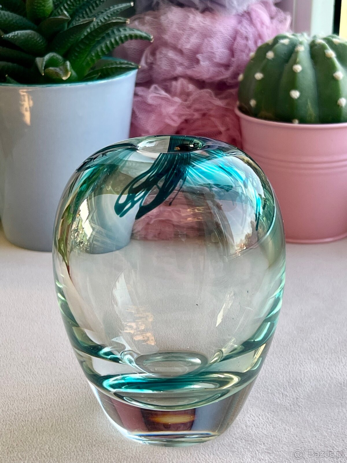 Szklany wazon szkło artystyczne kolekcjonerskie