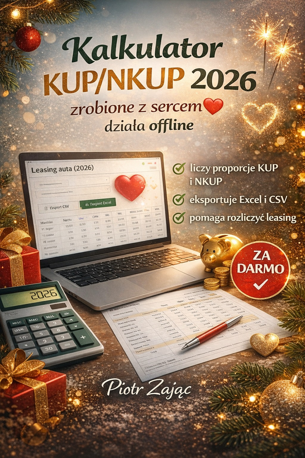 Oblicz leasing auta w 2026 – darmowy kalkulator KUP, NKUP, V