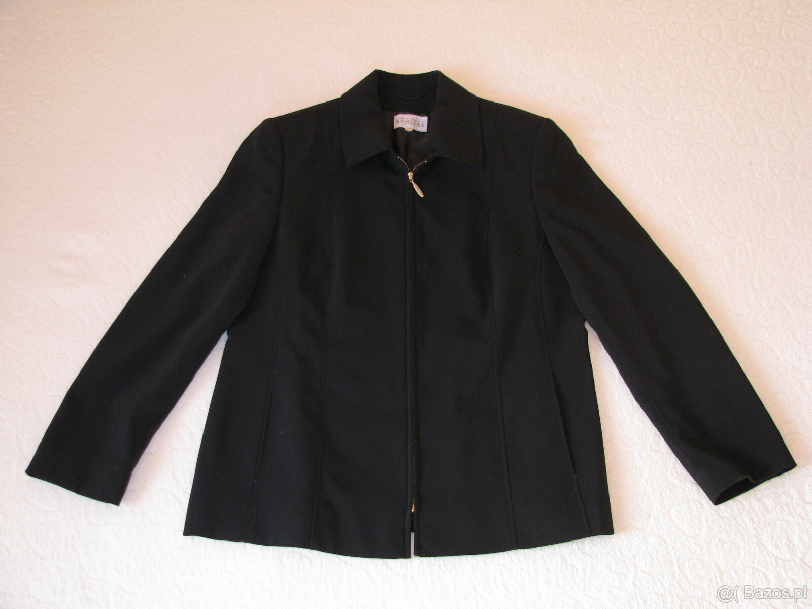 Czarny klasyczny żakiet na zamek marynarka blezer, rozm. 42