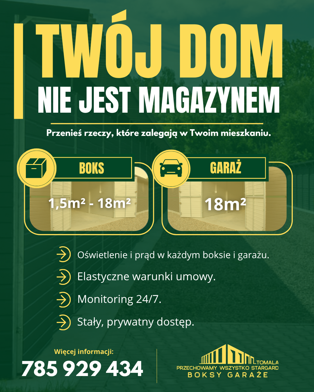 Garaż Boks magazynowy Hale Wynajem Stargard Self storage
