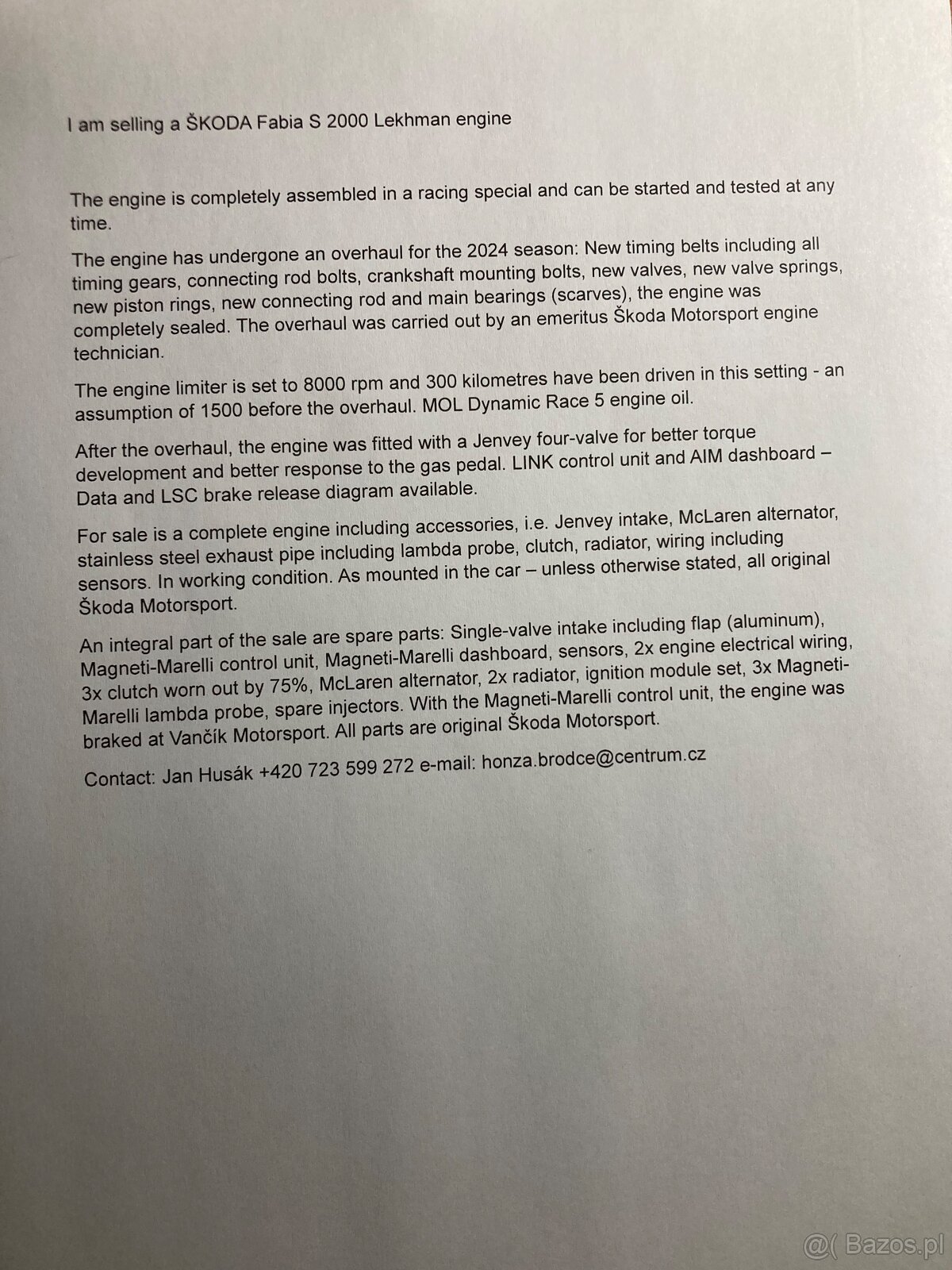 Prodám motor Škoda Fabia S 2000