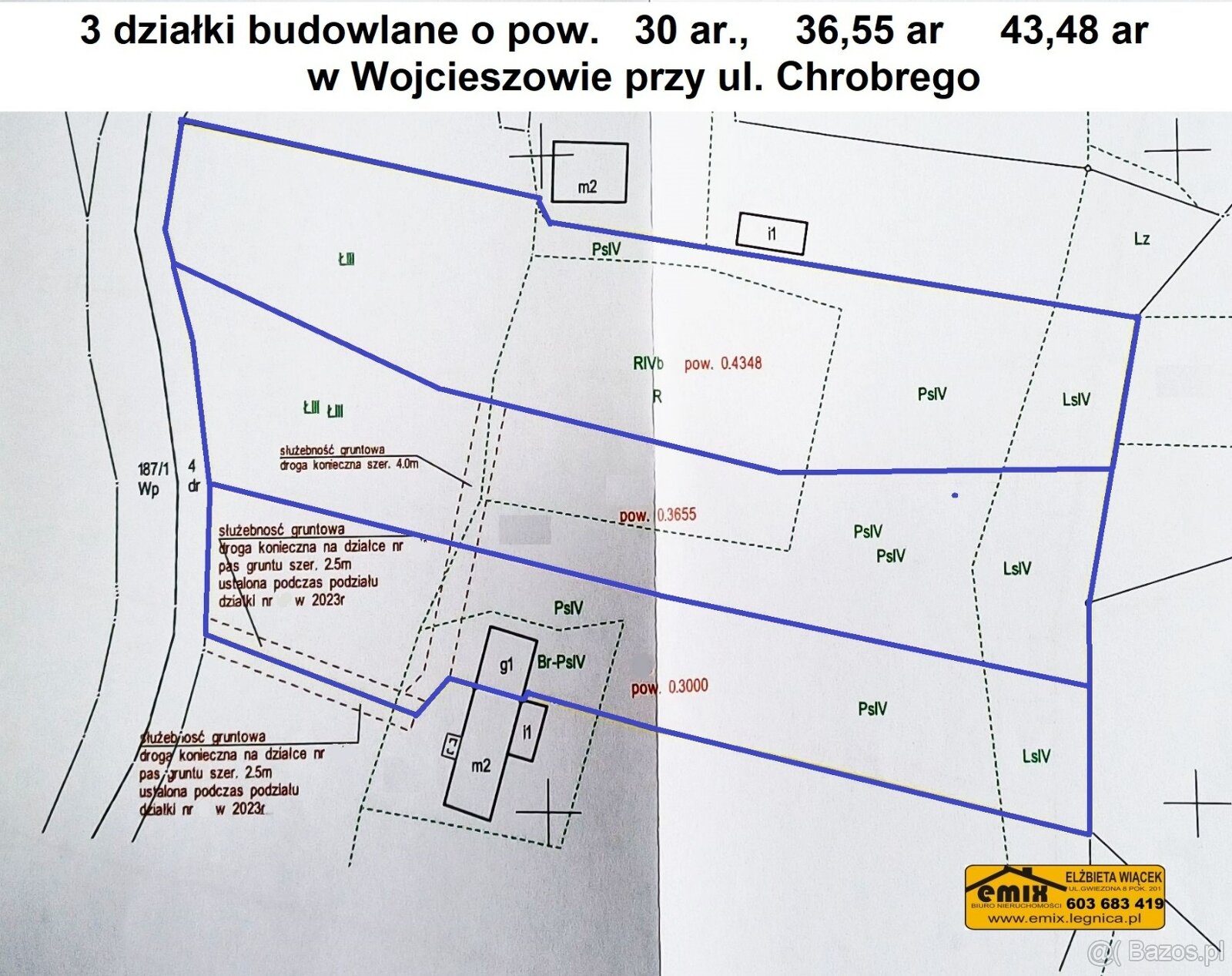 3 działki budowlane w Wojcieszowie - różne wielkości