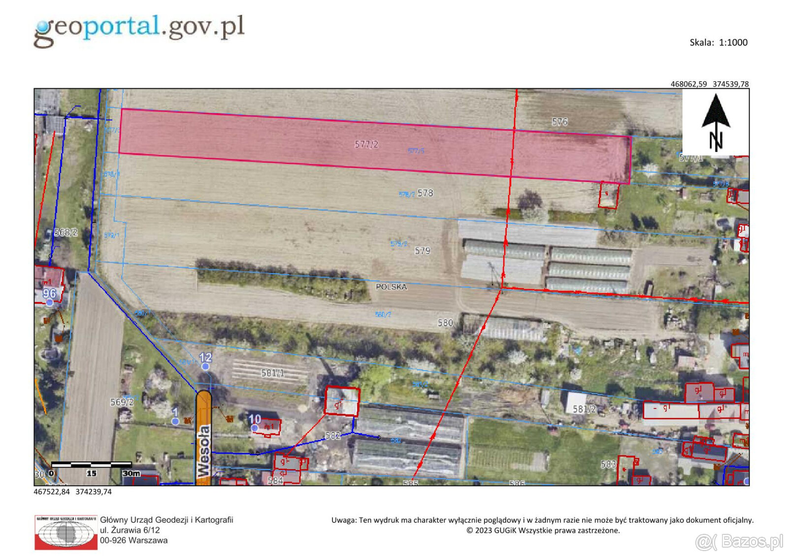 Na sprzedaż działka budowlana – 3330 m² – Dąbrowa k. Wieluni