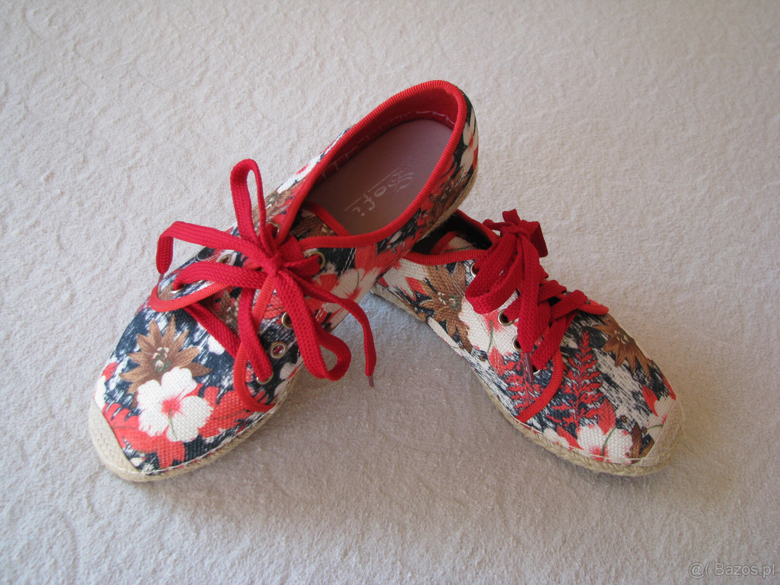 Nowe sznurowane espadryle lniane, tenisówki Sofi rozm. 38