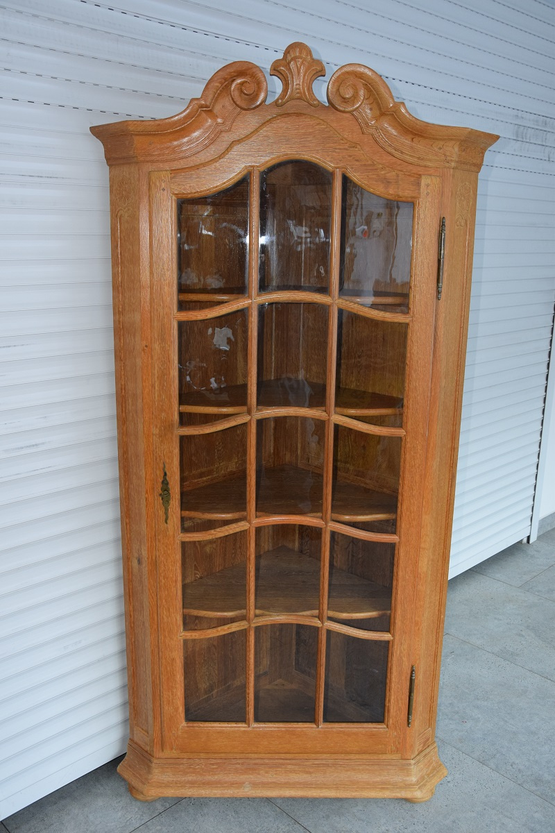 witryna narożna z drewna dębowego - jak nowa