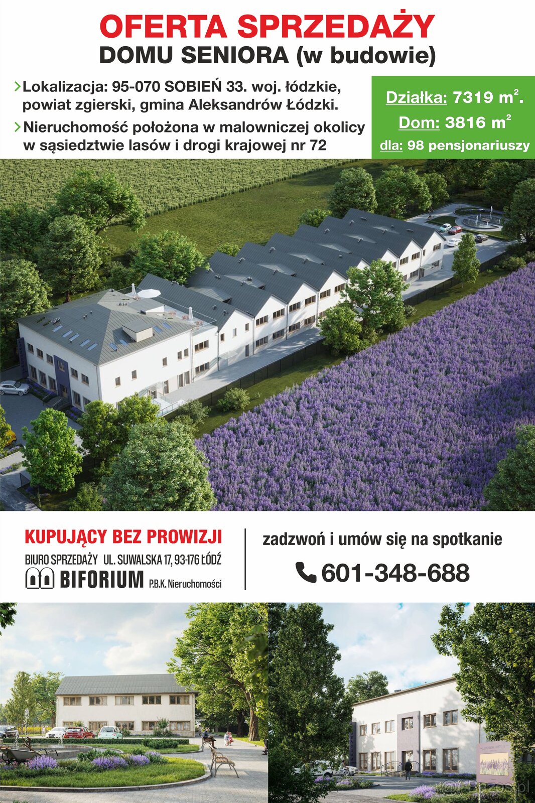 Dom seniora w budowie.  95-070 Sobień 33.