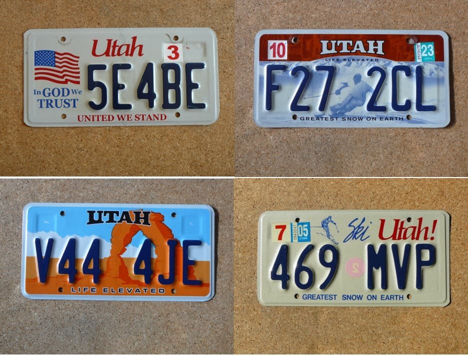 Tablica rejestracyjny USA, oryginał 4x Utah