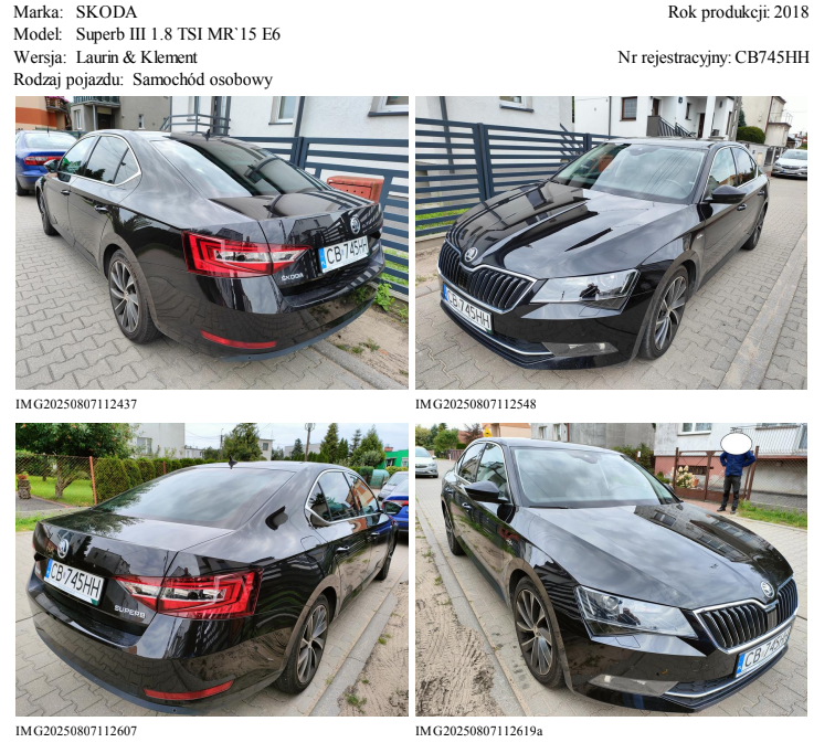 Syndyk sprzeda Skoda Superb III 1.8 TSI prod 2018 poj. silni