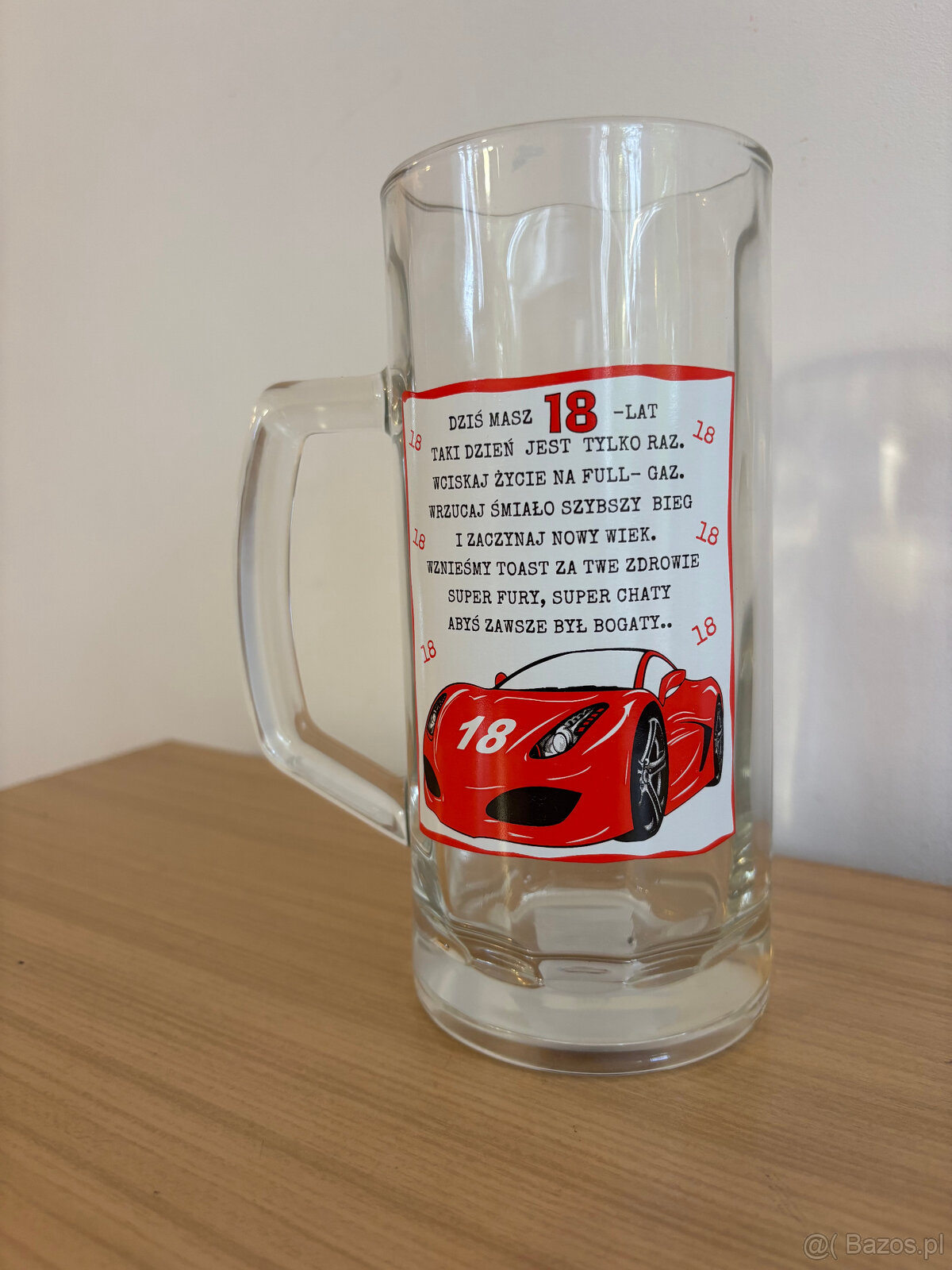 Kufel szklany 0,5l dowcipny 18 urodziny