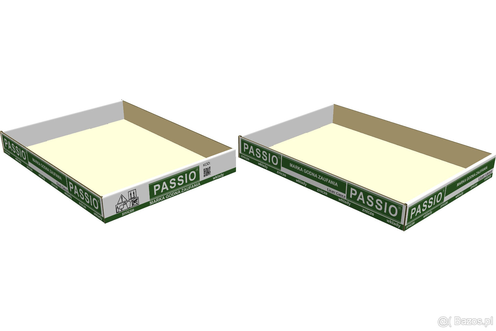 Wykrojniki na: tacki, 3 rozmiary kartonów, stand 3-poziomy.