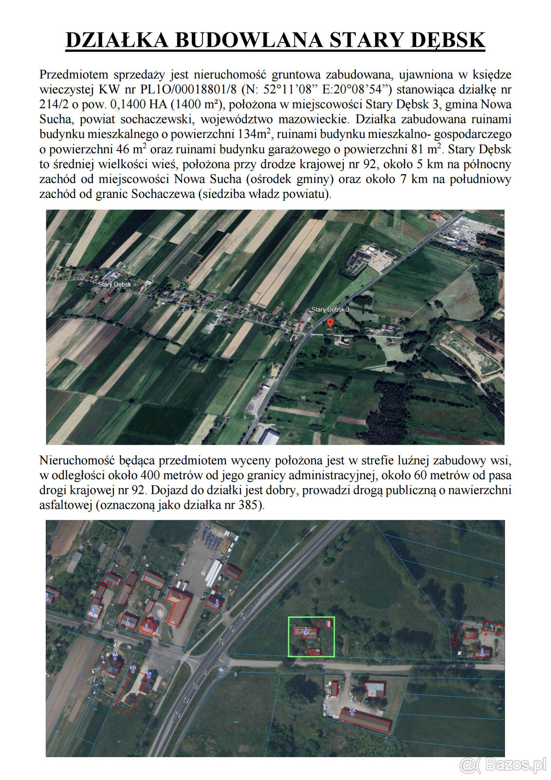Syndyk sprzeda działkę Stary Dębsk (Sochaczew)