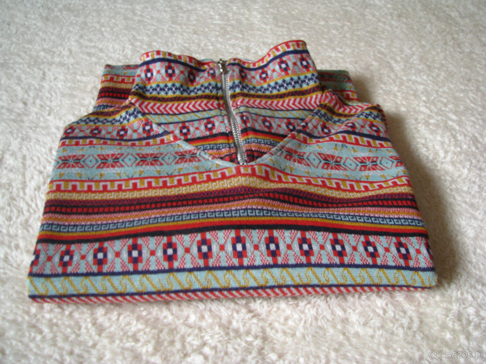 Bluza golf rozpinany pod szyją geometryczne wzory XXL sweter