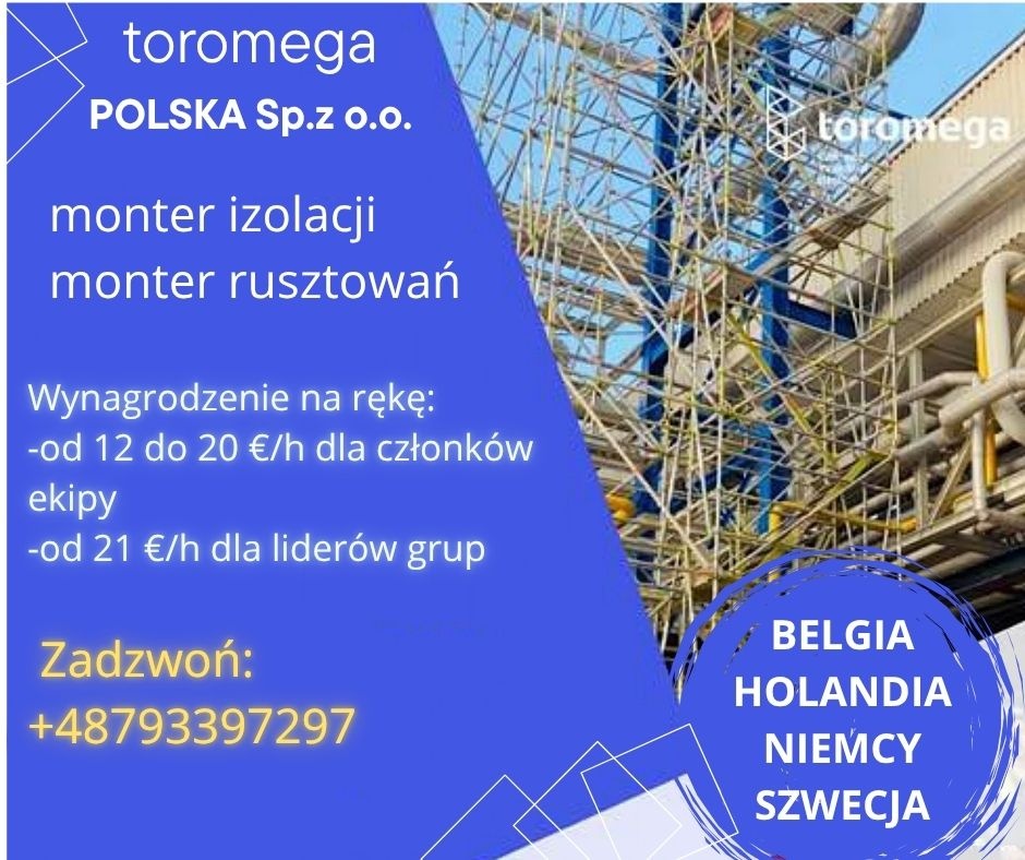 poszukujemy monterów izolacji przemysłowych