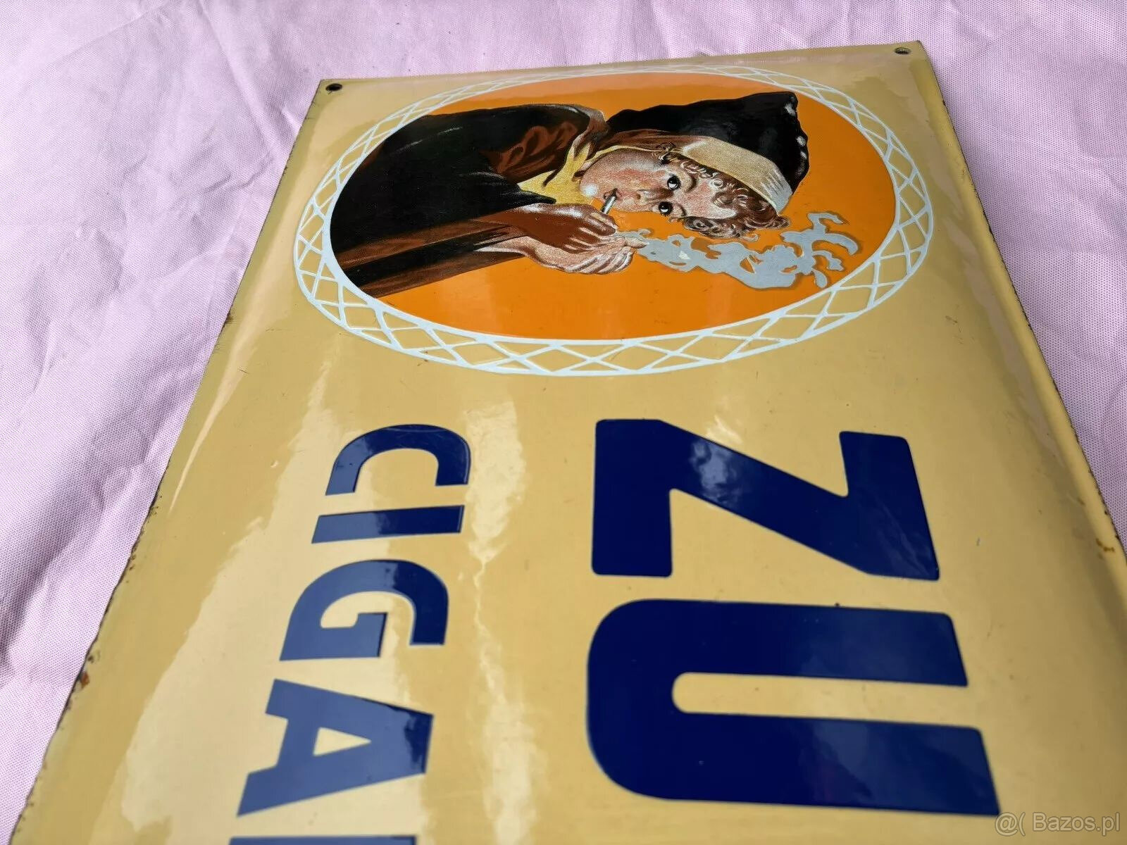 Szyld emaliowany, oryginał ZUBAN CIGARETTES, format poziomy - 10