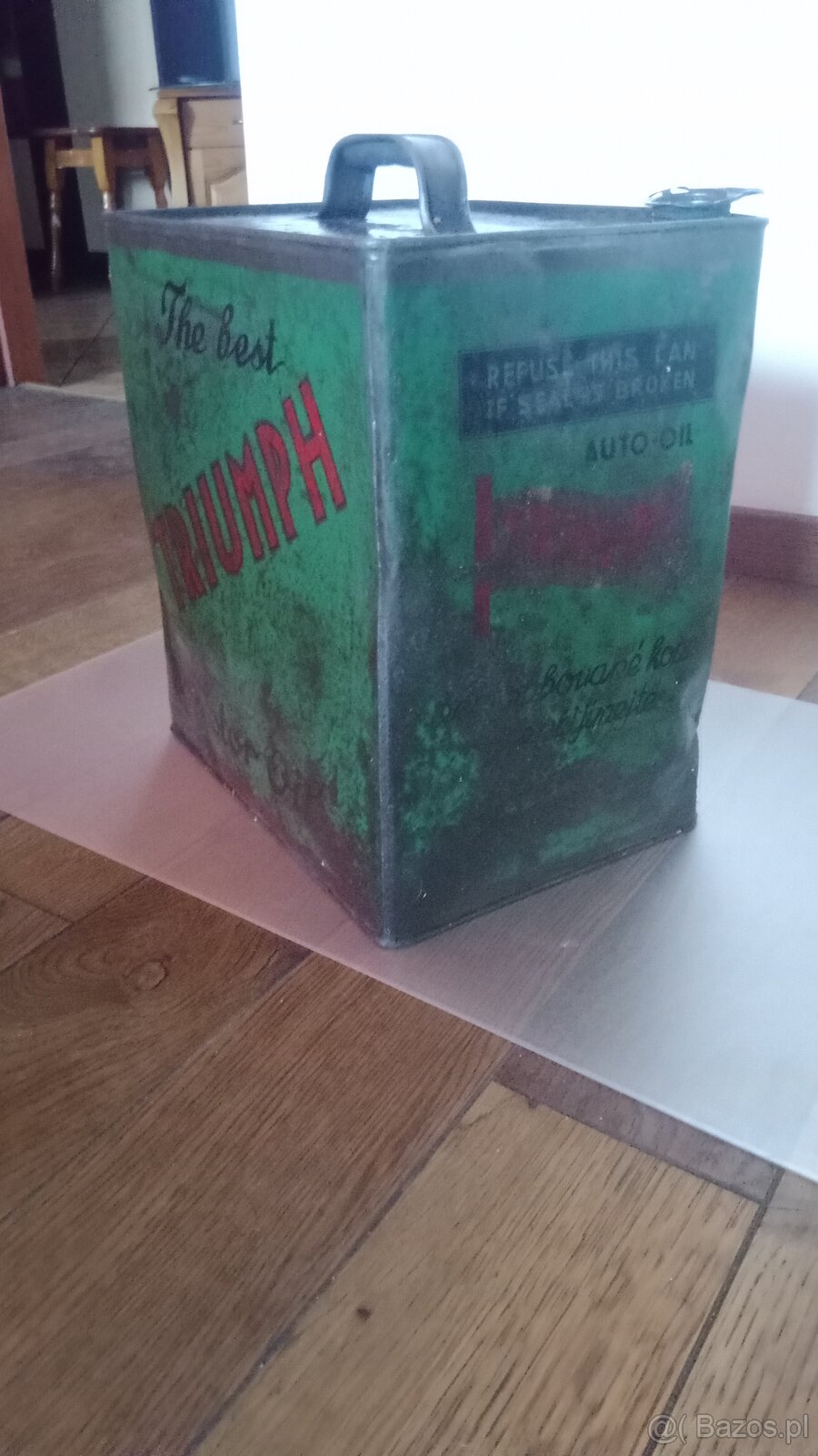 Unikátní 5-galonová plechovka TRIUMPH MOTOR OIL (30. léta, Č - 10