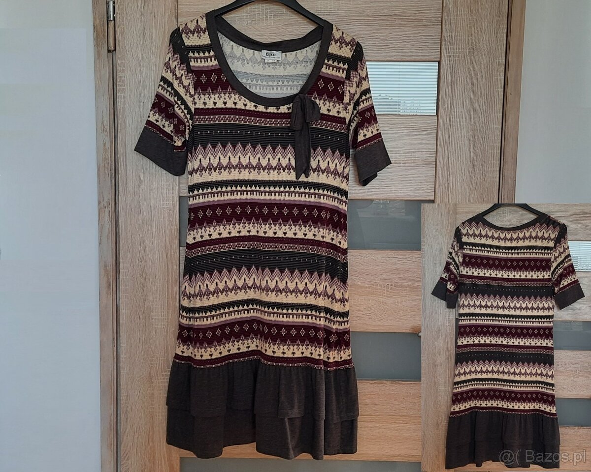 Sukienka turecka, oryginalny wzór, 2 falbany, M - jak nowa - 10