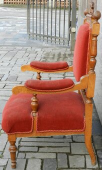 Meble salonowe ok. 1880-90, lite brązowe drewno, - 10