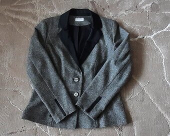 Marynarka-żakiet damska, rozm. 40, szara, czarne klapy - 10