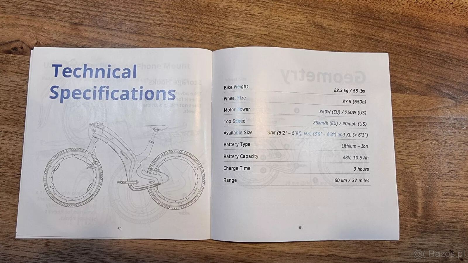 1 rower Reevo – rower elektryczny – rozmiar SM (5'2" – 5' - 11