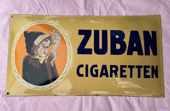 Szyld emaliowany, oryginał ZUBAN CIGARETTES, format poziomy - 11
