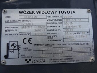 Wózek widłowy unoszący Toyota 8FBMT15 (Traigo 15) - 12