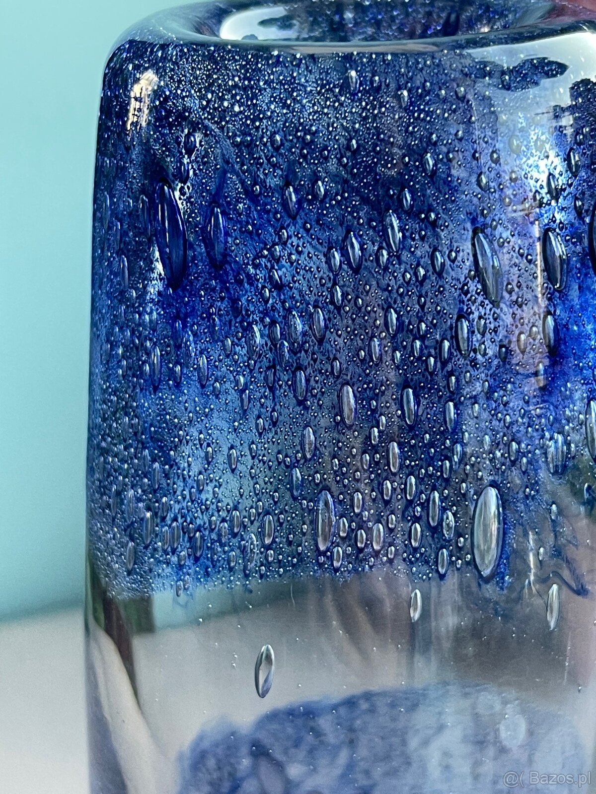 SZKŁO ARTYSTYCZNE - NIEBIESKI WAZON PULEGOSO - 13