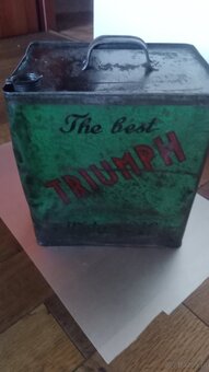 Unikátní 5-galonová plechovka TRIUMPH MOTOR OIL (30. léta, Č - 13