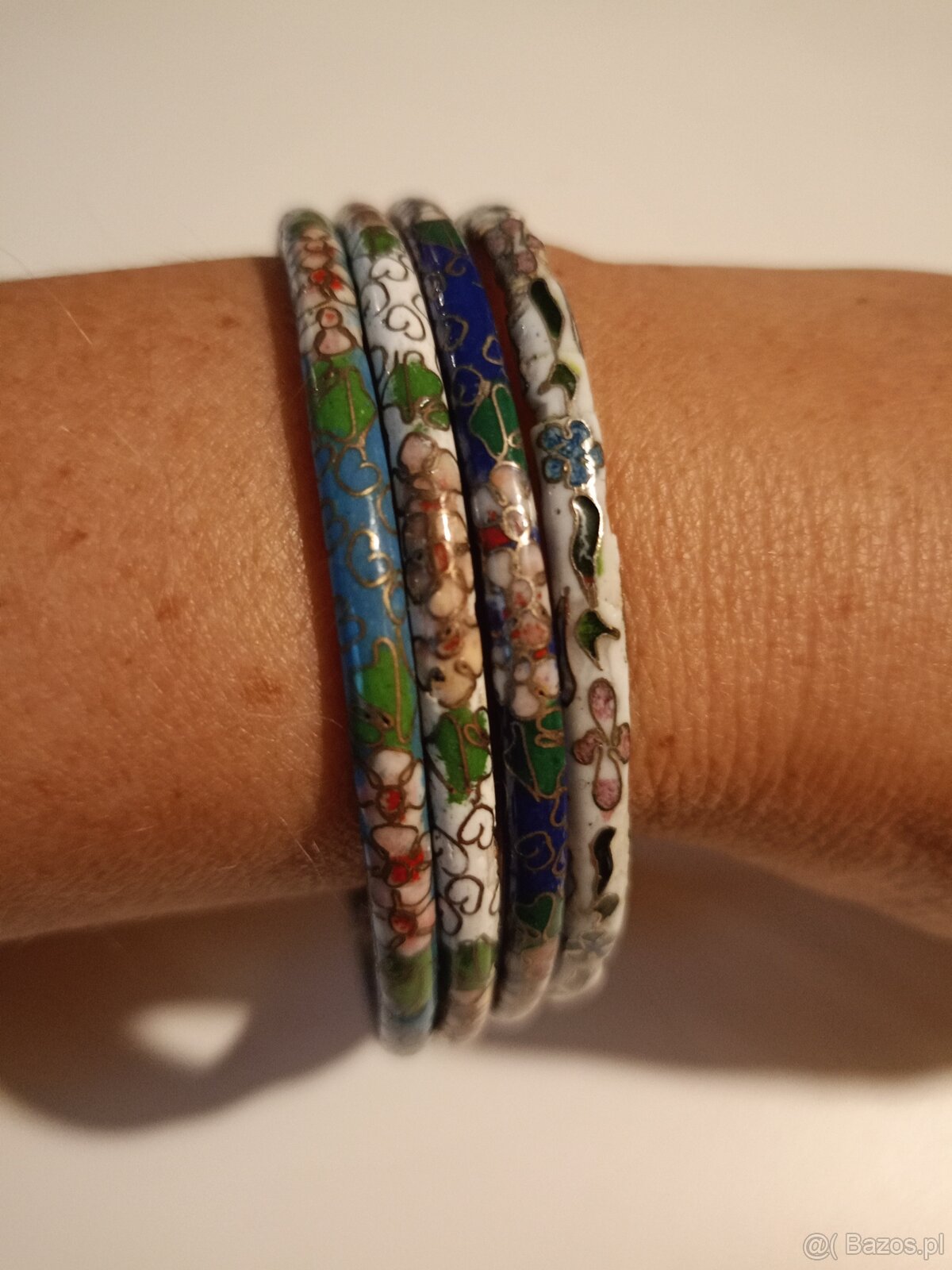 Bransoletki cloisonne chińskie motywy kwiatowe. 8 sztuk. - 14