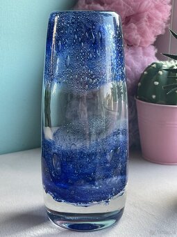 SZKŁO ARTYSTYCZNE - NIEBIESKI WAZON PULEGOSO - 16