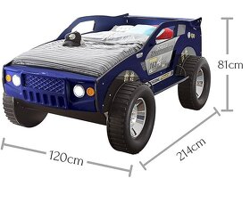 Jeep łóżko w kształcie samochodu niebieski, 120 x 214 x 95 c - 18