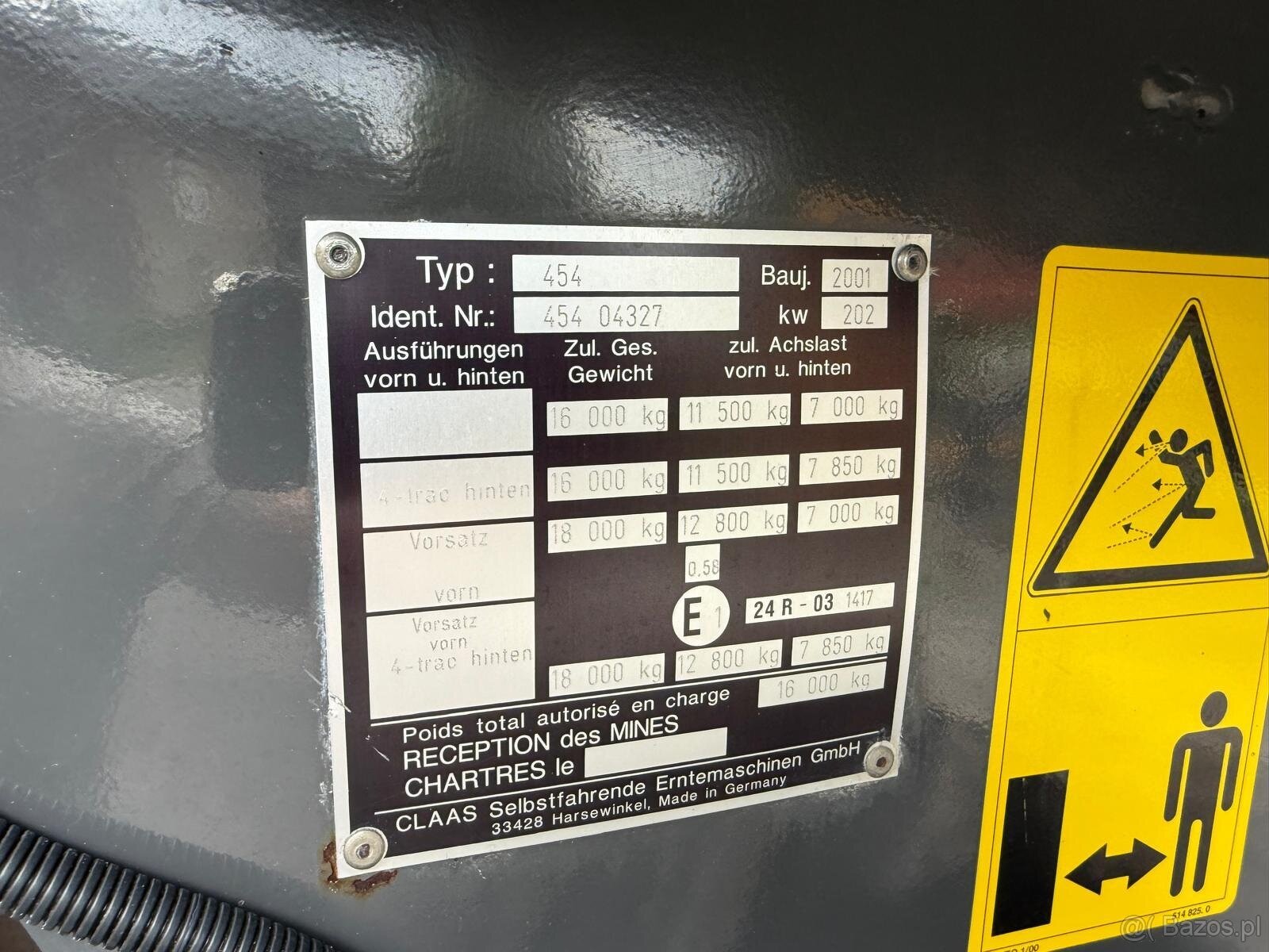 Claas Lexion 450 rok pro 2001 heder V660 lub V750. Silnik Me - 19