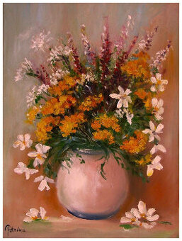 Kwiaty polne obraz olejny 30-40cm