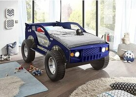 Jeep łóżko w kształcie samochodu niebieski, 120 x 214 x 95 c