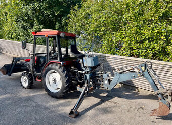 Yanmar F-220 traktorek ciągnik z ładowarką czołową i koparką