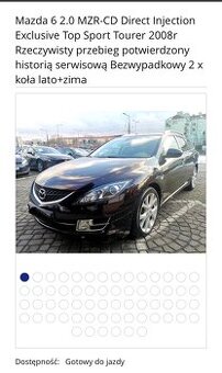 MAZDA 6, 2.0 D,140KM,2008. Zamiana na samochód benzynowy