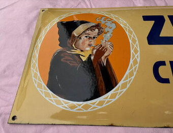 Szyld emaliowany, oryginał ZUBAN CIGARETTES, format poziomy