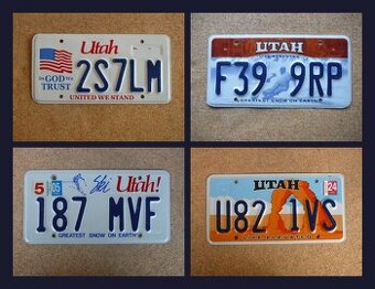 Tablica rejestracyjny USA, oryginał 4x Utah