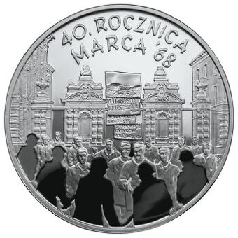 10 zł. srebrne z 2008 roku - 40 Rocznica Marca 68r w kapslu